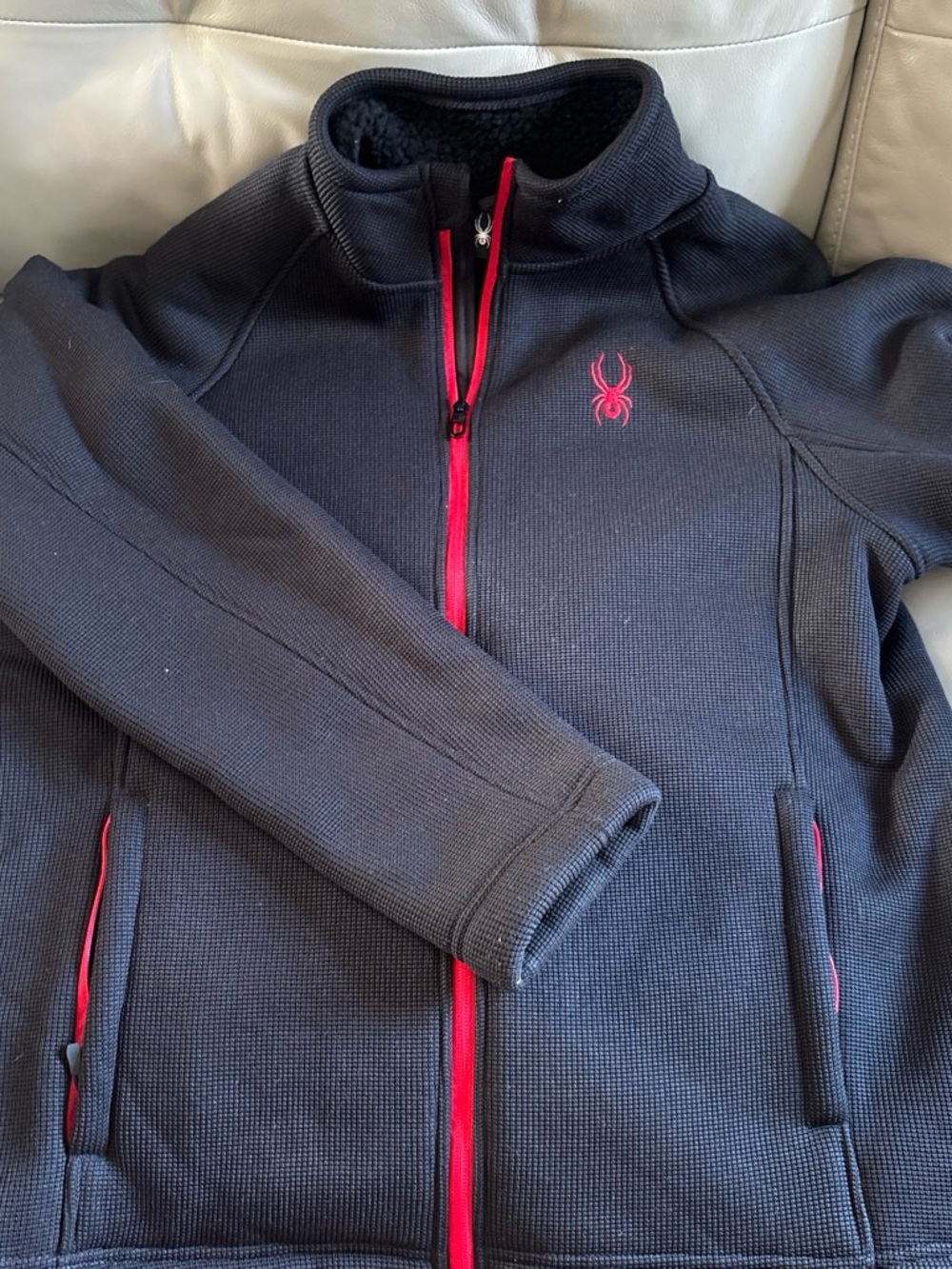 Spyder Black Jacket with Red Zipper Accents